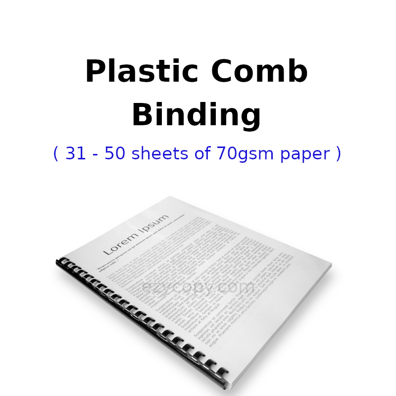 Plastic Comb Binding (31 - 50 sheets of 70gsm paper)