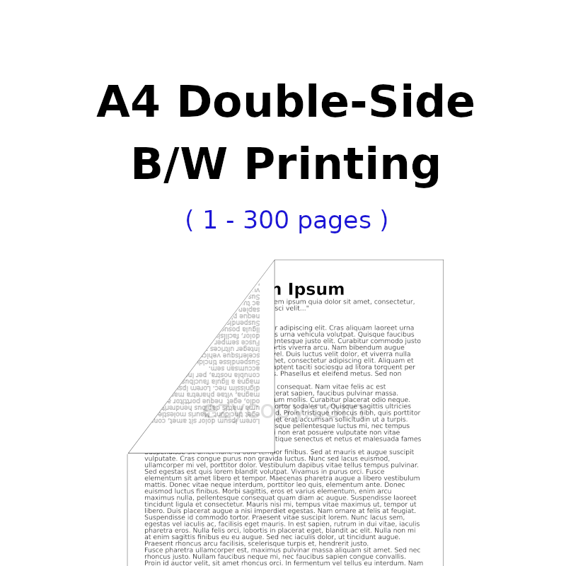 A4 Double-Side B/W Printing (1 - 300 pages)